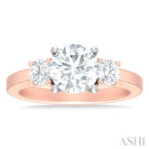 1/2 ctw Tri-Mount Past, Present and Future Round Cut Diamond Semi Mount Engagement Ring in 14K Rose and White Gold